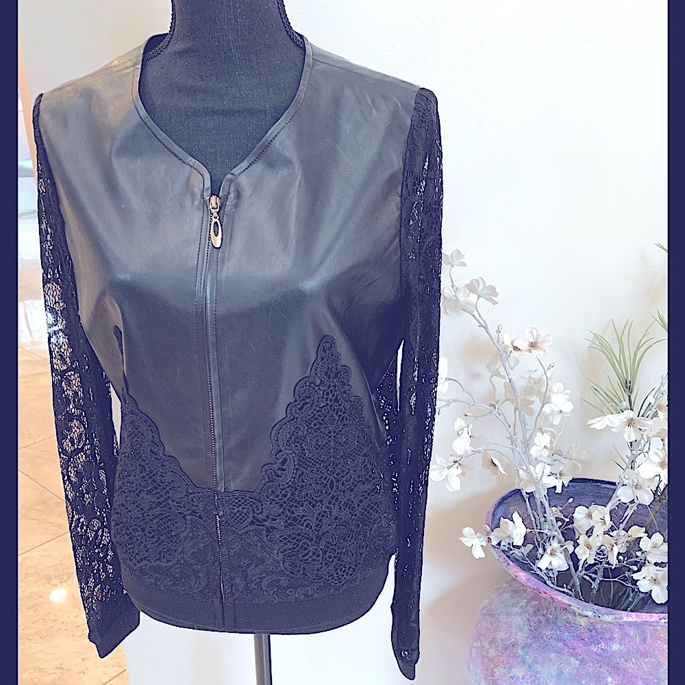 Leather and lace jacket